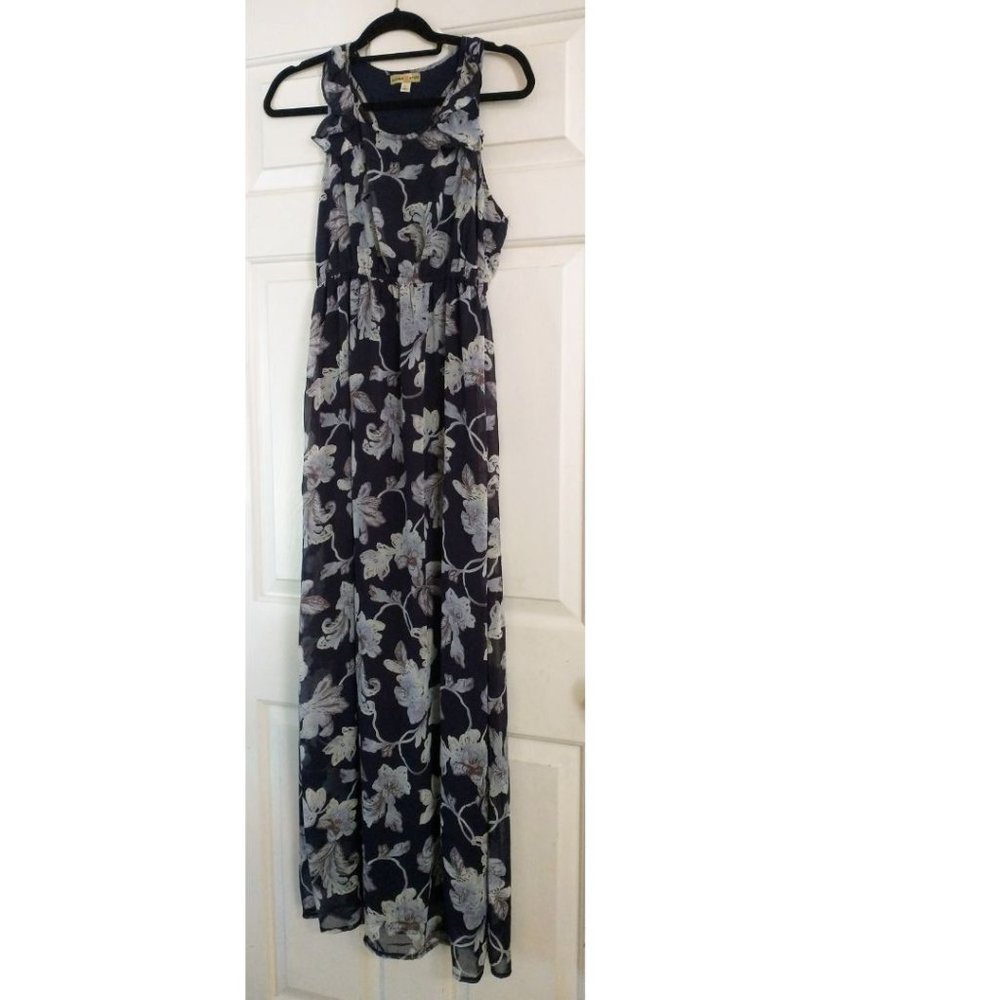 Altar'd State navy floral Silk blend maxi dress Size L